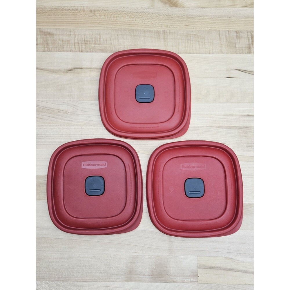 SET OF 3 Rubbermaid Vented Easy Find Replacement Lids 6.5" Square 2D85 Red Vent